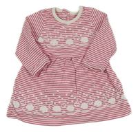 Bílo-fuchsiové pruhované bavlněné šaty s mraky