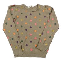 Hnedý bodkovaná ý sveter s mašlou H&M