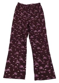 Vínové kvetované ľahké tepláky