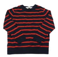 Tmavomodro-červený pruhovaný svetr H&M