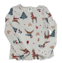 Biele rebrované vianočné tričko s obrázkami little kids