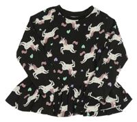 Černé triko s jednorožci 