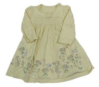 Vanilkové šaty s puntíky as kvietkami Mothercare