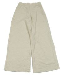 Smetanové úpletové široké teplákové kalhoty Zara