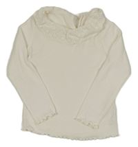 Smetanové triko s límečkem s madeirou George