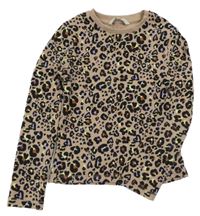 Hnědo-černo-lila leopardí rebrované crop tričko George
