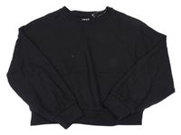 Čierna rebrovaná crop oversize mikina Next