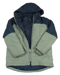Tmavomodro-khaki šusťáková zimní bunda s kapucí Name it