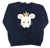 Tmavomodrý sveter s myškou Lupilu