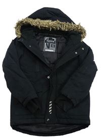 Čierna šušťáková zimná bunda s kapucňou Nutmeg