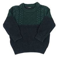 Zeleno-tmavozelený vzorovaný sveter George