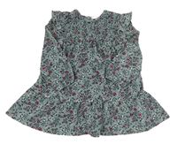 Svetlomodré kvietkovane žabičkové šaty Primark