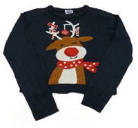 Tmavomodrý crop sveter so sobom Hip&Hopps