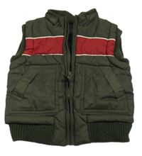 Kaki-červená šušťáková zateplená vesta St. Bernard