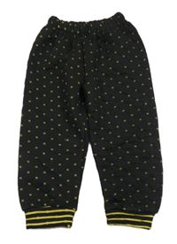 Černo-zlaté vzorované zateplené kalhoty 