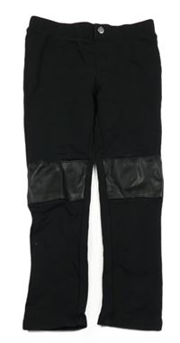 Čierne tregíny s koženkovými koleny H&M