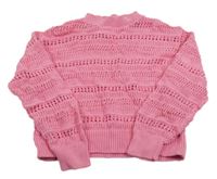 Ružový crop sveter s dirkovaným vzorom H&M