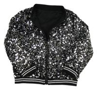 Čierno-strieborná flitrová jarná bunda Nutmeg