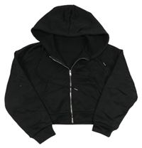 Čierna prepínaci crop mikina s kapucňou