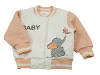 Bielo-ružová prešívaná baseballová mikina so sloníkem