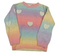 Barevný pruhovaný svetr se srdíčky Primark