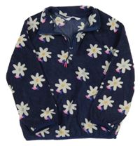 Tmavomodrá fleecová mikina s kvietkami M&S