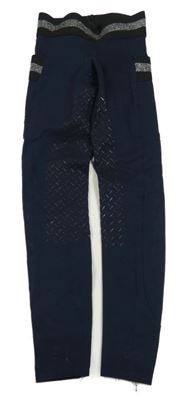 Tmavomodré jezdecké legíny s pruhy Equilibre