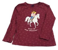 Vínové srdiečkované tričko s potiskem Bibi&Tina