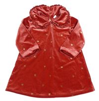 Červené sametové šaty se srdíčky a límečkem H&M