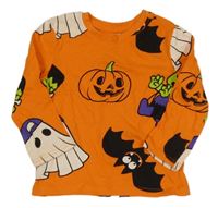 Oranžové halloweenské tričko s obrázkami Primark