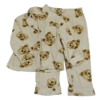 Béžové plyšové pyžama s medvedíkmi