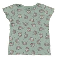 Světlemodré tričko s jednorožci Sinsay 