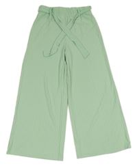 Světlezelené žebrované culottes kalhoty s páskem Page one young