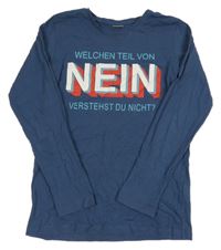 Tmavomodré triko s nápisem Kidsworld