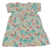 Svetlomodré šaty s listami a tukanmi Infinity