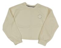 Smotanová crop mikina s nápisom Lefties