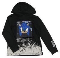 Černé triko se Sonicem z flitrů a kapucí Next