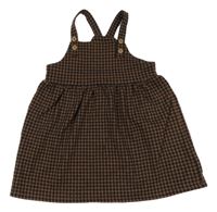 Hnedo-čierne kockované na traké šaty Primark