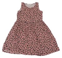 Starorůžovo-čierne vzorované bavlnené šaty H&M