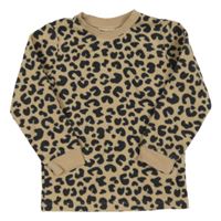 Béžovo-černé vzorované fleecové pyžamové triko H&M