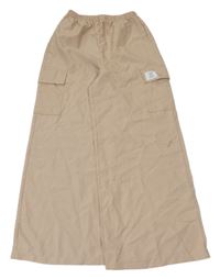 Béžové wide leg cargo šušťákové nohavice