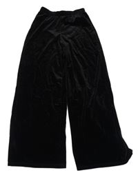 Čierne zamatové wide leg nohavice H&M