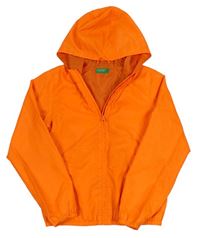 Křiklavě oranžová šusťáková podzimní bunda s kapucí Benetton