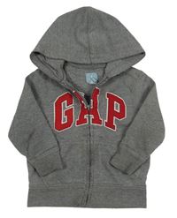 Sivá melírovaná prepínaci mikina s logom a kapucňou zn. GAP