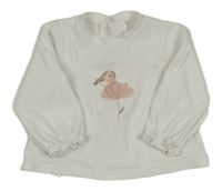 Bílé mikinotriko s vtáčikom a kvietkom mayoral