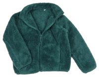 Tmavozelená chlpatá bunda Uniqlo