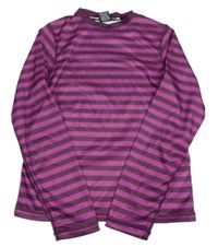 Mahagonovo-tmavorůžové pruhované vzorované funkční triko TRESPASS