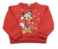Červená tepláková mikina s Minnie s vánočním motívom Disney