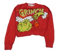 Červený vianočný crop sveter s Grinchem H&M