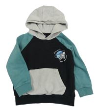 Čierno-šalvějová mikina so kosmonautem a vreckom a kapucňou F&F